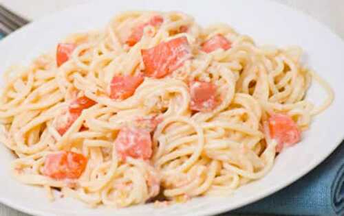 Spaghettis carbonara au saumon fumé WW