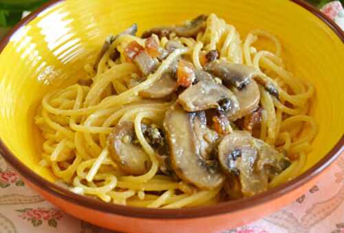 Spaghettis Carbonara aux Champignons