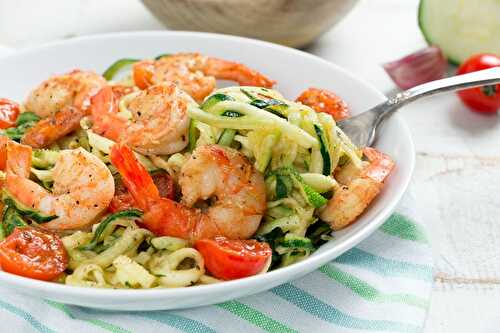 Spaghettis de courgettes et crevettes