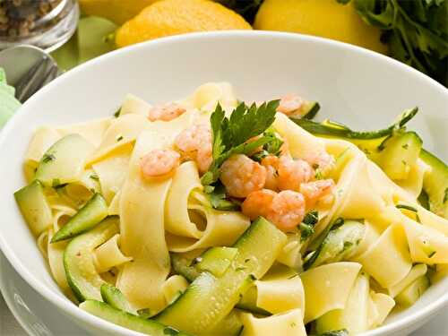 Tagliatelles aux crevettes et courgette