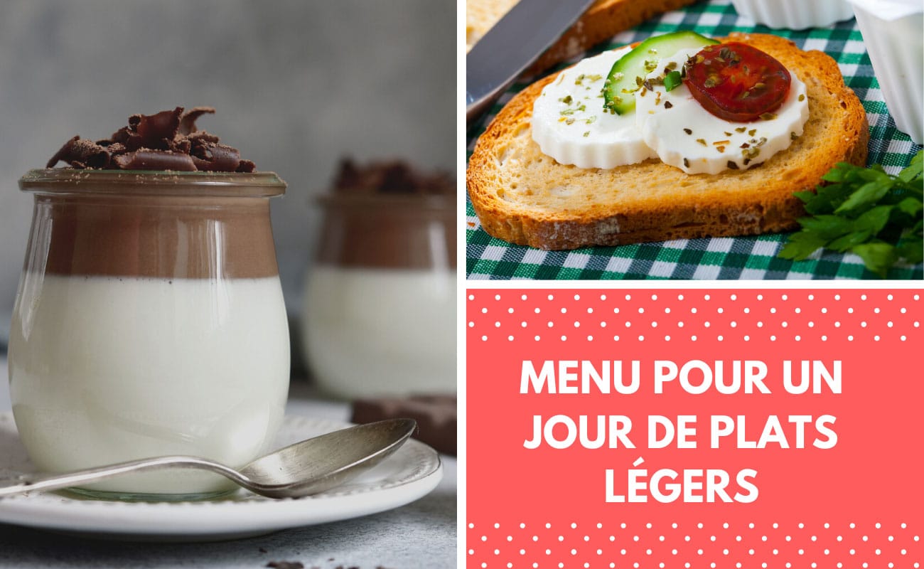 Menu pour un jour de plats légers