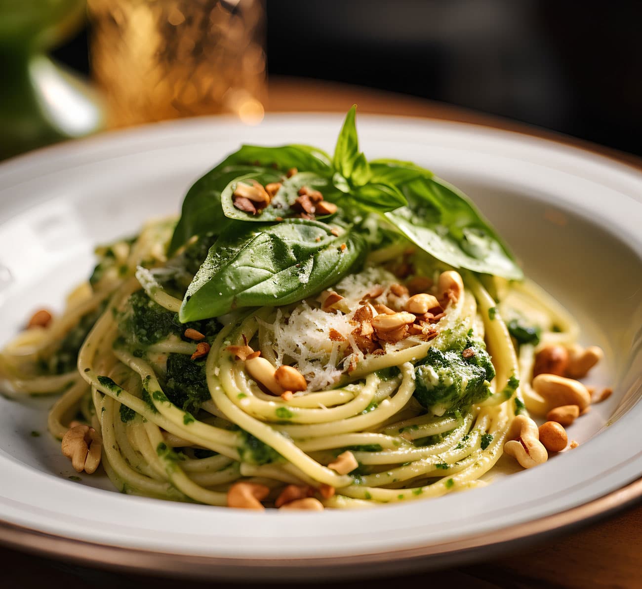 Recette Incontournable : Spaghetti avec la sauce pesto et parmesan