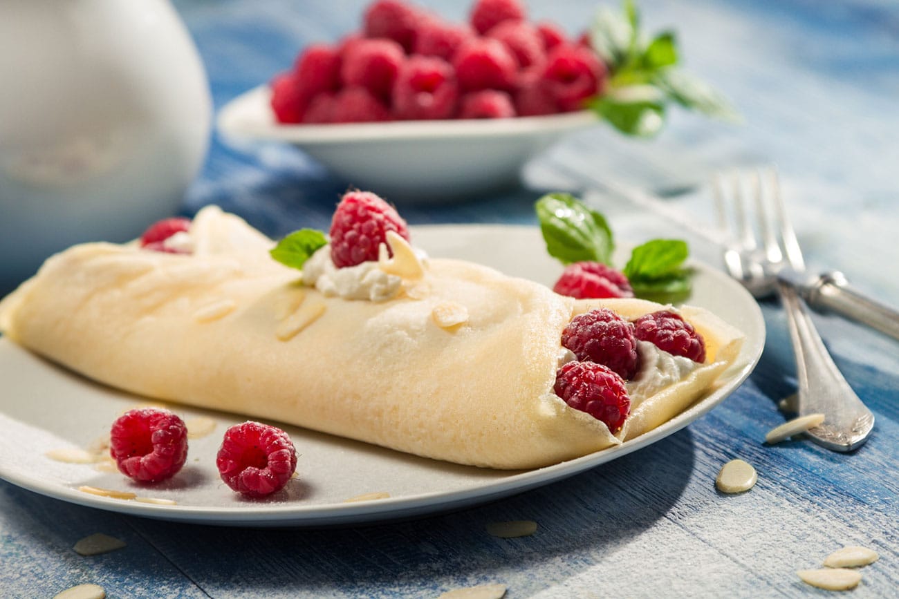 Pour le goûter des enfants : crêpes avec garniture crémeuse