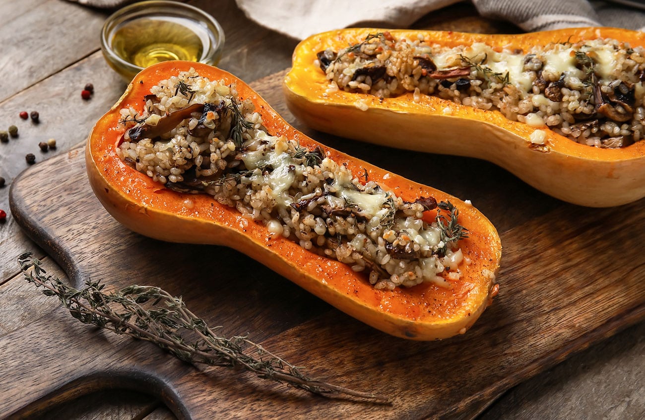 Comment Transformer un Simple Butternut? Riz, Viande Hachée et Champignons