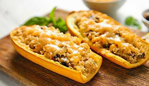 Courges gratinées farcies au quinoa et boeuf haché