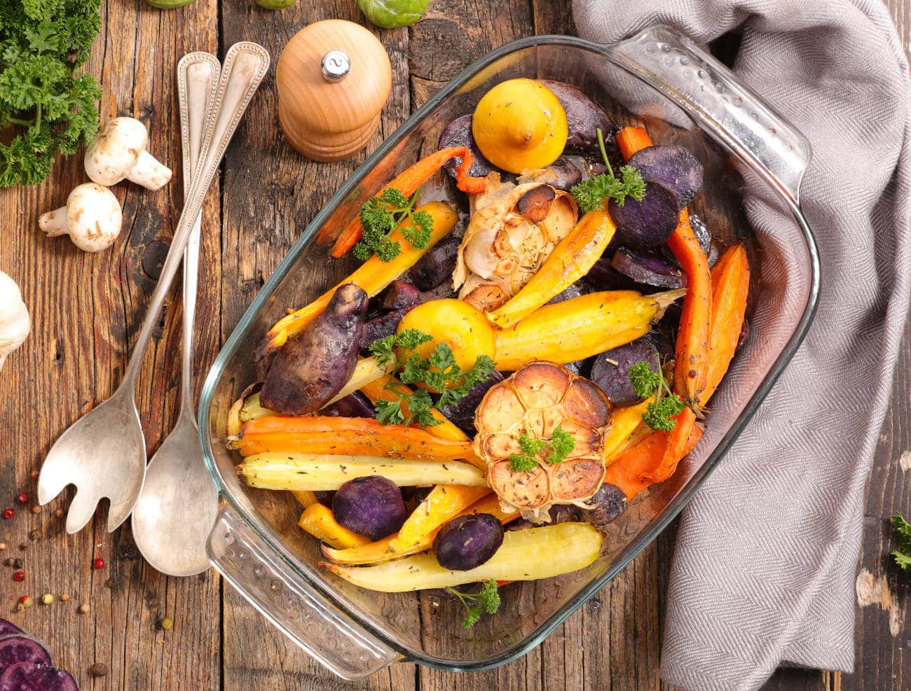 Légumes d'Hiver Rôtis au Four avec Miel et Gingembre