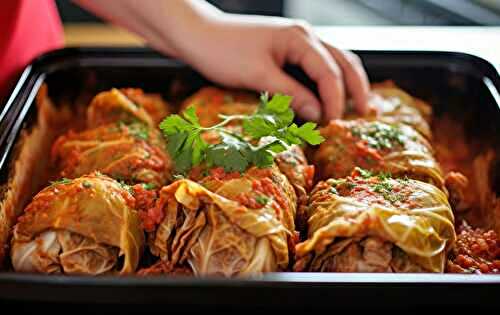 Rouleaux de Chou Farcis à la Viande Hachée, Riz et Légumes