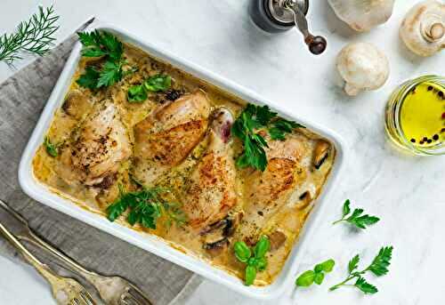 Suivez cette Recette Facile pour faire des Pilons de Poulet à la Sauce Crème à la Moutarde, Ail et Champignons