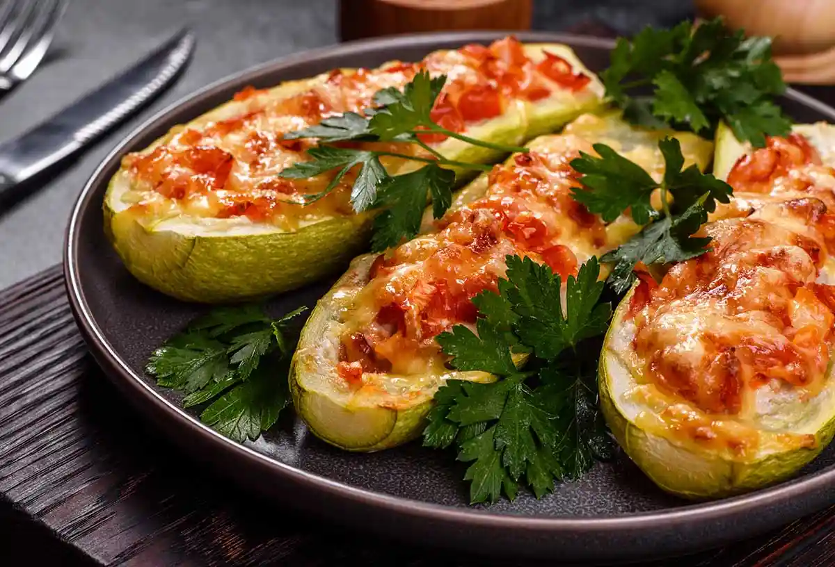 Courgettes Farcies avec Poulet haché, Champignons et fromage