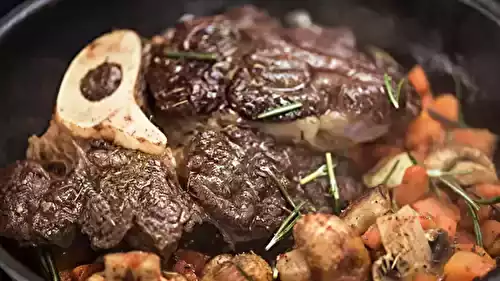 Jarret de bœuf braisé au vin rouge