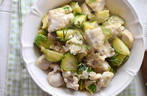 Blanc de poulet aux choux de Bruxelles