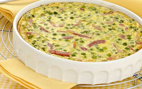 Clafoutis de petits pois, jambon et Kiri