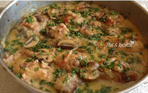 Cuisses de Poulet aux Champignons et à la Crème