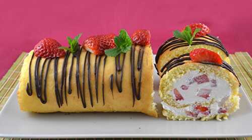 Gâteau roulé aux fraises avec Thermomix - Plat et Recette