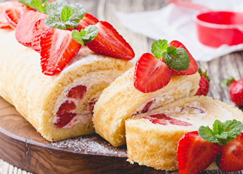 Gâteau Roulé Léger aux Fraises