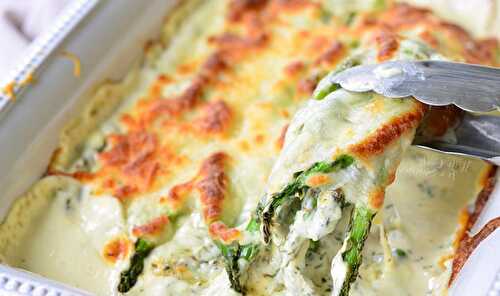 Gratin d'asperge, saumon et boursin