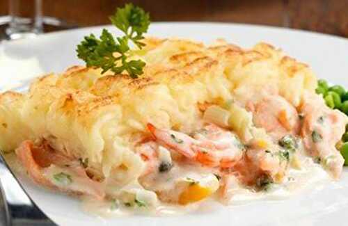 Hachis Parmentier au Saumon et Crevettes