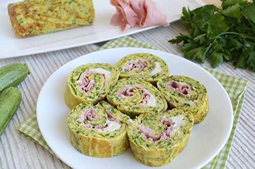 Omelette roulée aux courgettes et jambon