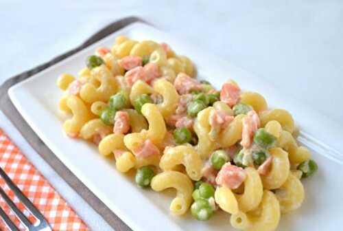 Pâtes aux petits pois, saumon et boursin