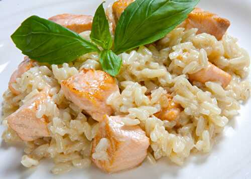 Risotto au Saumon Frais et Fromage Ail et Fines Herbes