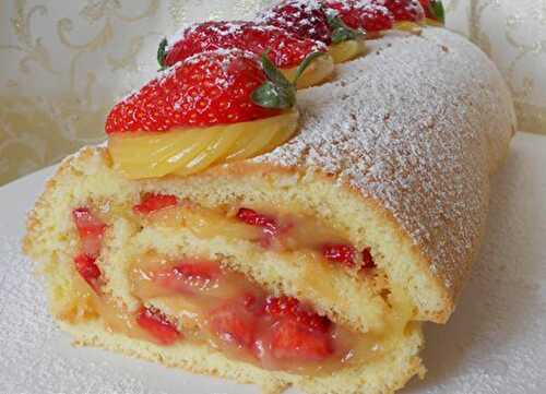 Roulé à la Crème au Citron et aux Fraises au Thermomix