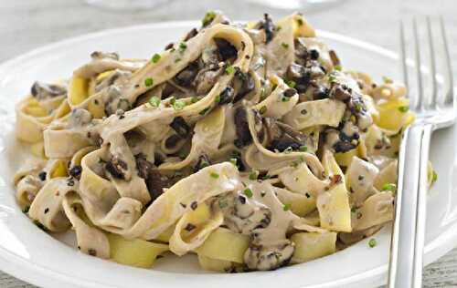 Tagliatelles aux champignons et crème fraîche au Thermomix