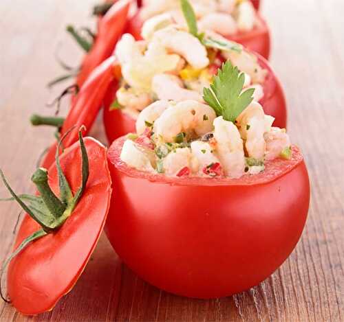 Tomates farcies au crabe et aux crevettes