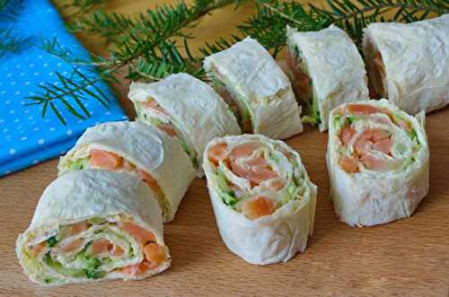 Petits Roulés de Wraps au Saumon Fumé