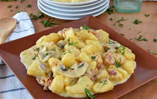 Pommes de Terre et Champignons à la Carbonara