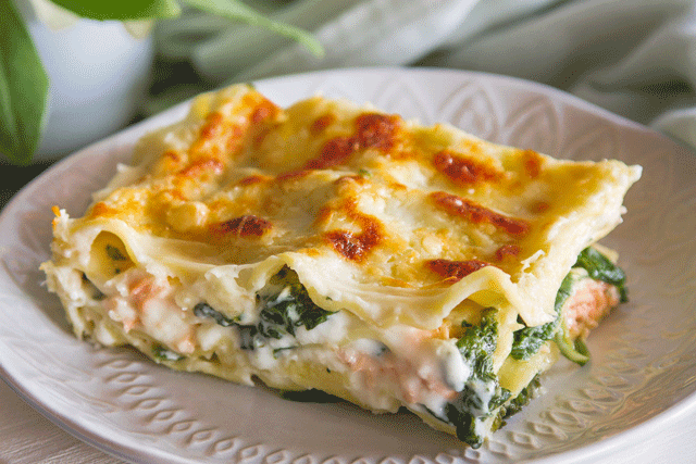 Lasagnes aux Épinard Ricotta et Saumon Fumé WW