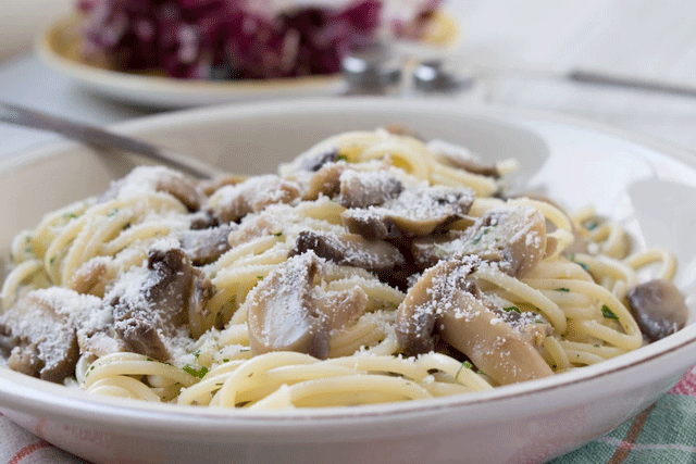 Pâtes aux Champignons et Parmesan WW