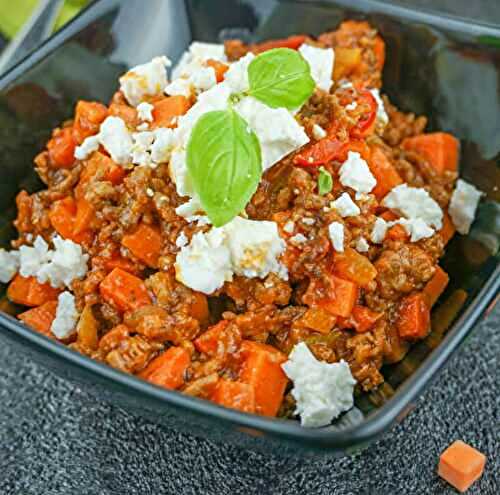 Poêlée de Viande Hachée et Patate Douce à la Feta