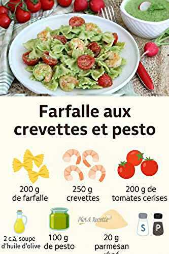 Farfalles aux Crevettes et Pesto Léger