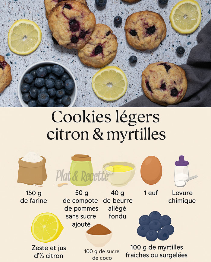 Cookies Légers au Citron et aux Myrtilles