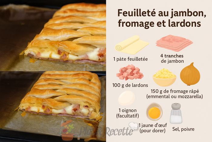 Feuilleté au Jambon Fromage et Lardons