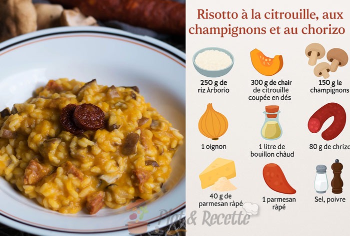 Risotto à la Citrouille Champignons et Chorizo