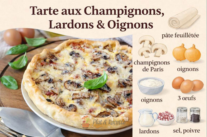 Quiche aux Champignons et aux Lardons