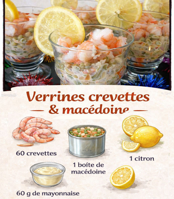Verrines Crevettes Macédoine