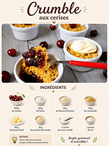 Crumble aux Cerises Facile et Rapide