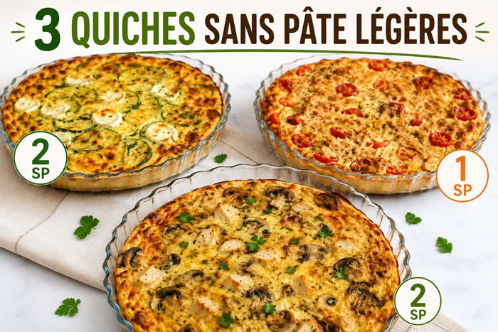 3 Quiches Sans Pâte Légères et Faciles