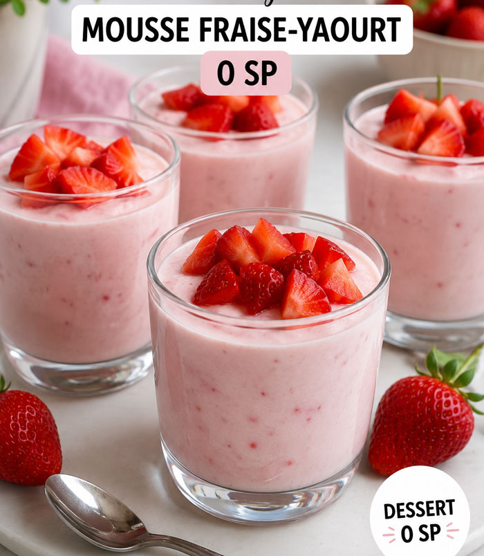 Mousse légère fraise–yaourt à 0 SP