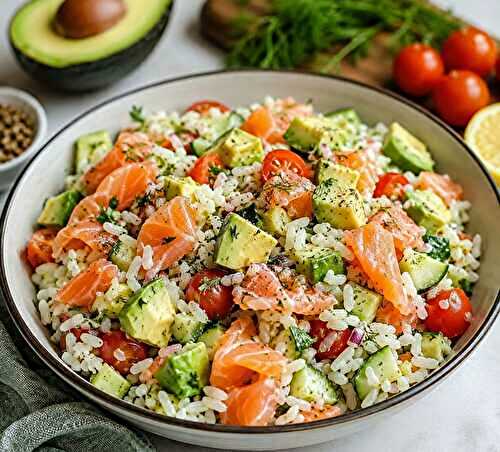 Salade de Riz au Saumon Fumé et Avocat