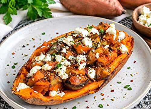 Patate Douce Farcie aux Champignons et Feta