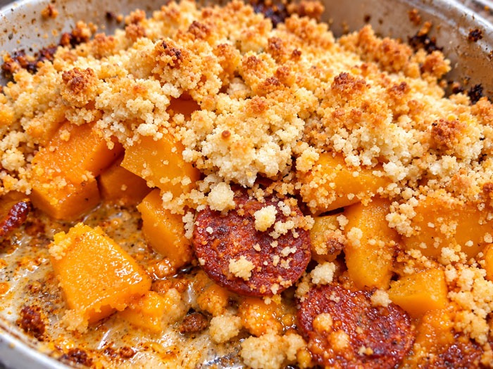 Crumble Léger de Butternut au Chorizo