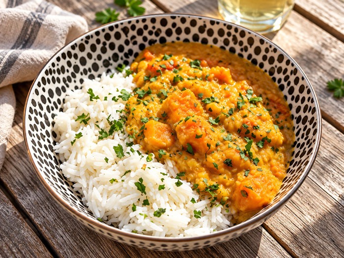 Dhal Léger de Patate Douce et Lentilles Corail