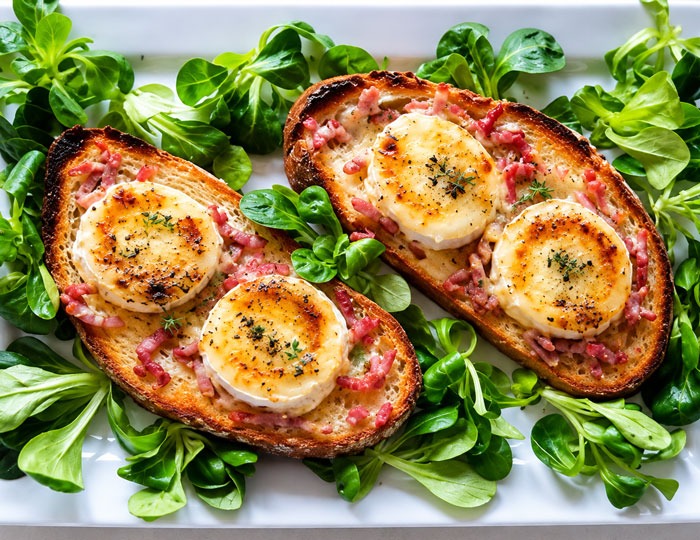 Tartines Chaudes de Chèvre au Miel et Lardons