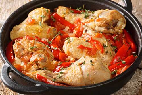 Poulet basquaise aux poivrons rouges