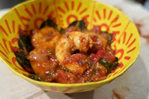 Crevettes-compotée de poivrons aux amandes (Sarsuela revisitée)