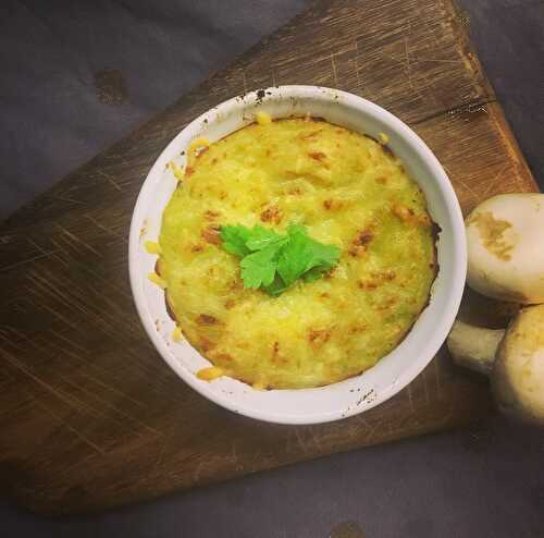 Parmentier de champignons à la purée de patate douce et lentilles corail (Ig bas, végétarien)