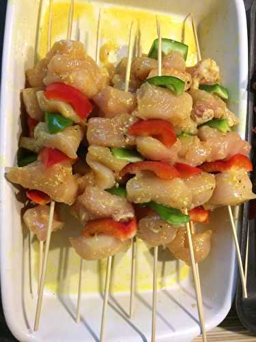 Brochettes de poulet curry coco